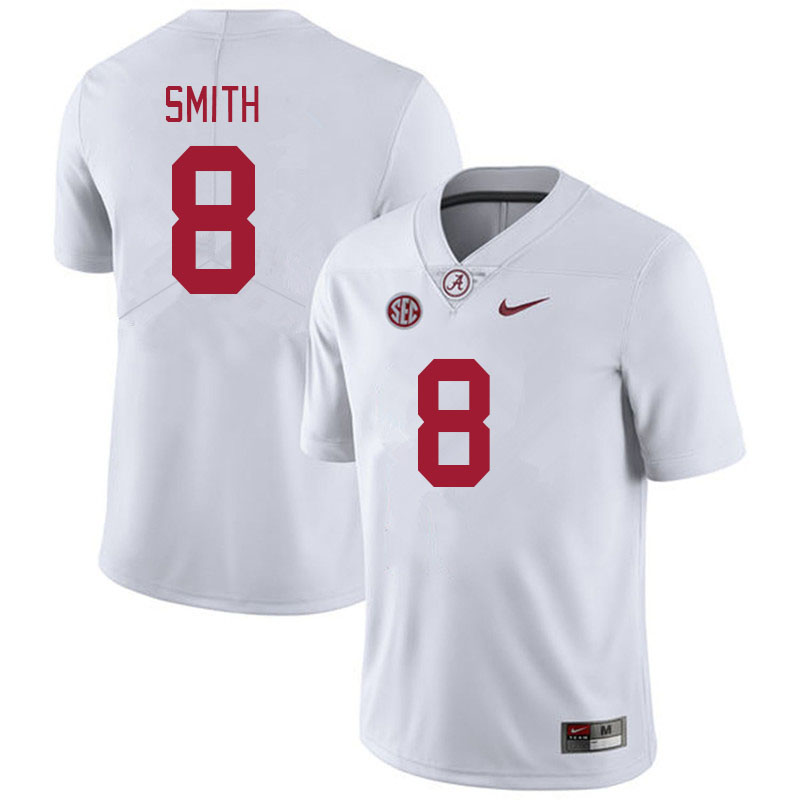 Men #8 DeVonta Smith Alabama Crimson Tide College Footabll Jerseys Stitched-White